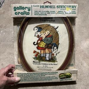1976 Vintage Gallery Crafts Hummel Stitchery Kit Umbrella  in the Rain